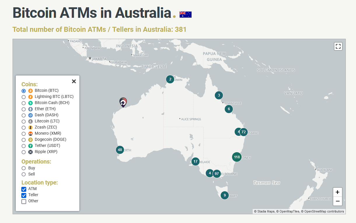 L'Australie est devenu le 3ème pays avec le plus de distributeurs automatiques de bitcoins.