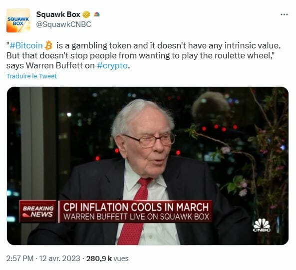 Buffett insulte Bitcoin de « jeu de hasard ».