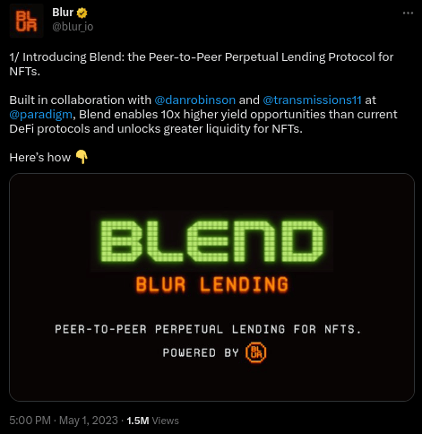 Tweet d'annonce du lancement de la plateforme Blend