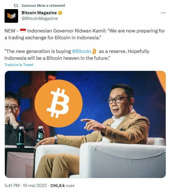 Ce gouverneur de l’Indonésie a bien compris le potentiel de Bitcoin pour son pays.