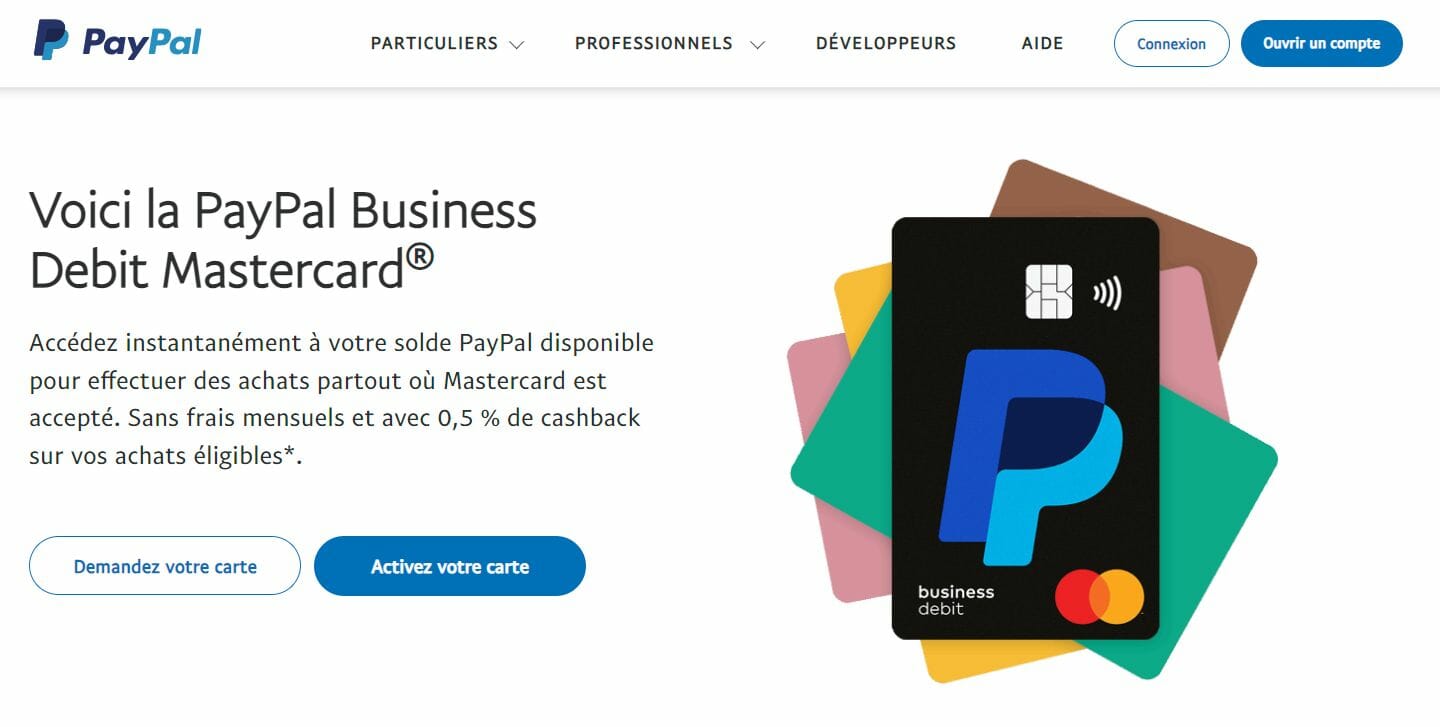 Carte de débit MasterCard de Paypal