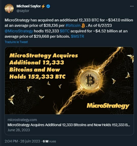 Michael Saylor, patron de MicroStrategy, continue d'accumuler des bitcoins doucement mais surement. Une stratégie payante à l'approche du halving ?