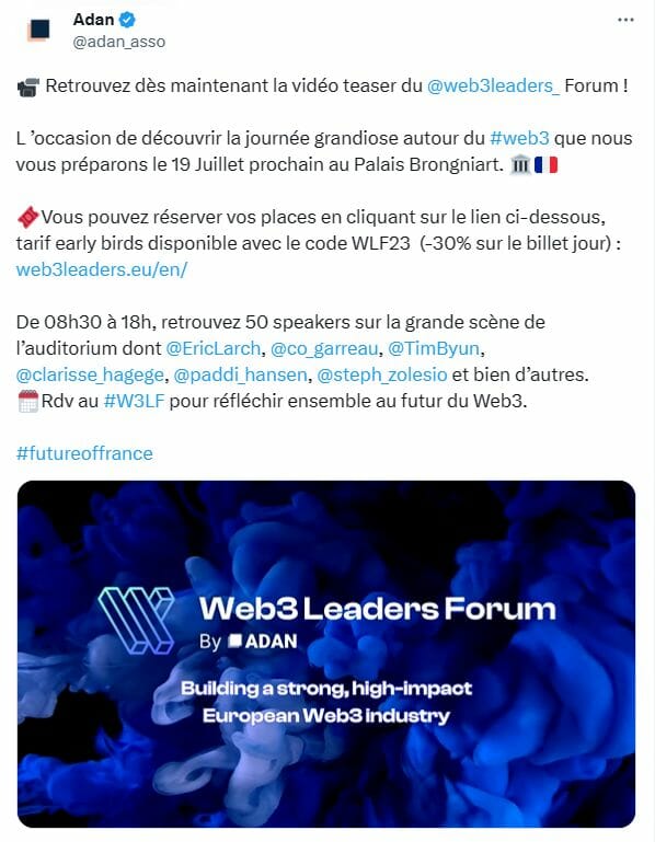 Annonce du Web3 Leaders Forum par l’Adan.