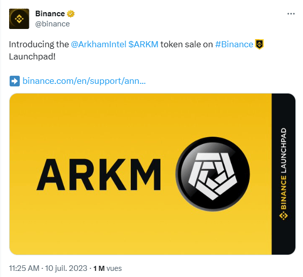Le projet d’Arkham Intelligence et son token ARKM débarquent sur Binance.