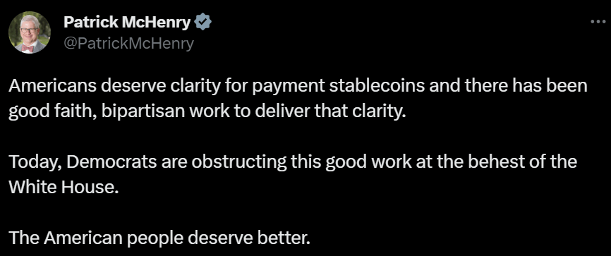 Le comité des services financiers de la Chambre des États-Unis était sur le point de trouver un accord sur un projet de loi sur les stablecoins mais les démocrates et la Maison Blanche auraient saboté la chose.