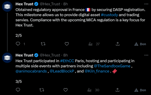 Hex Trust vient d'obtenir le statut PSAN en France