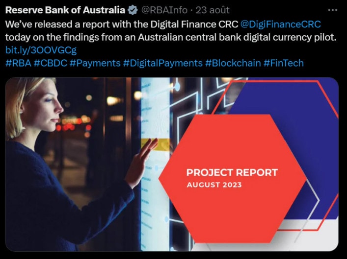 MNBC, tokenisation d'actifs financiers, inclusion financière, monnaie programmable, tous ces concepts sont abordés par le rapport que vient de publier la Reserve Bank of Australia (RBA) et le Digital Finance Cooperative Research Center (DFCRC).