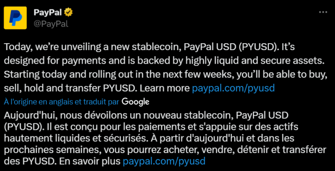 PayPal avait à peine fait l'annonce du lancement de son stablecoin que les premiers faux PYUSD étaient déjà à vendre sur des exchanges décentralisés.