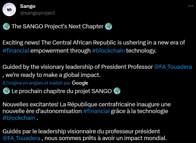 The tokenization platform project is progressing in the Central African Republic and the presidency has just announced the vote of a new law in this direction.  Bitcoin, crypto, tokenized natural resources, Bangui is advancing on its economic reforms. 