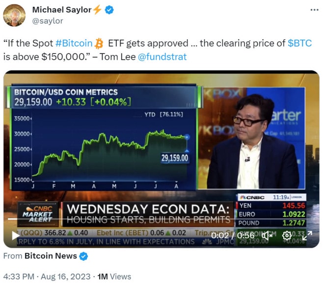 Bitcoin at $150,000 and beyond?  According to Tom Lee anyway.
