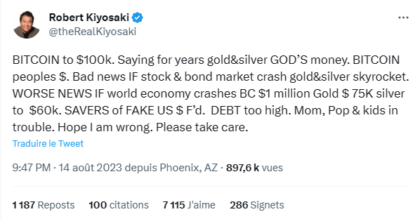 Robert Kiyosaki est convaincu que Bitcoin, l'or et l'argent sont les meilleures solutions à la grave crise économique à venir.