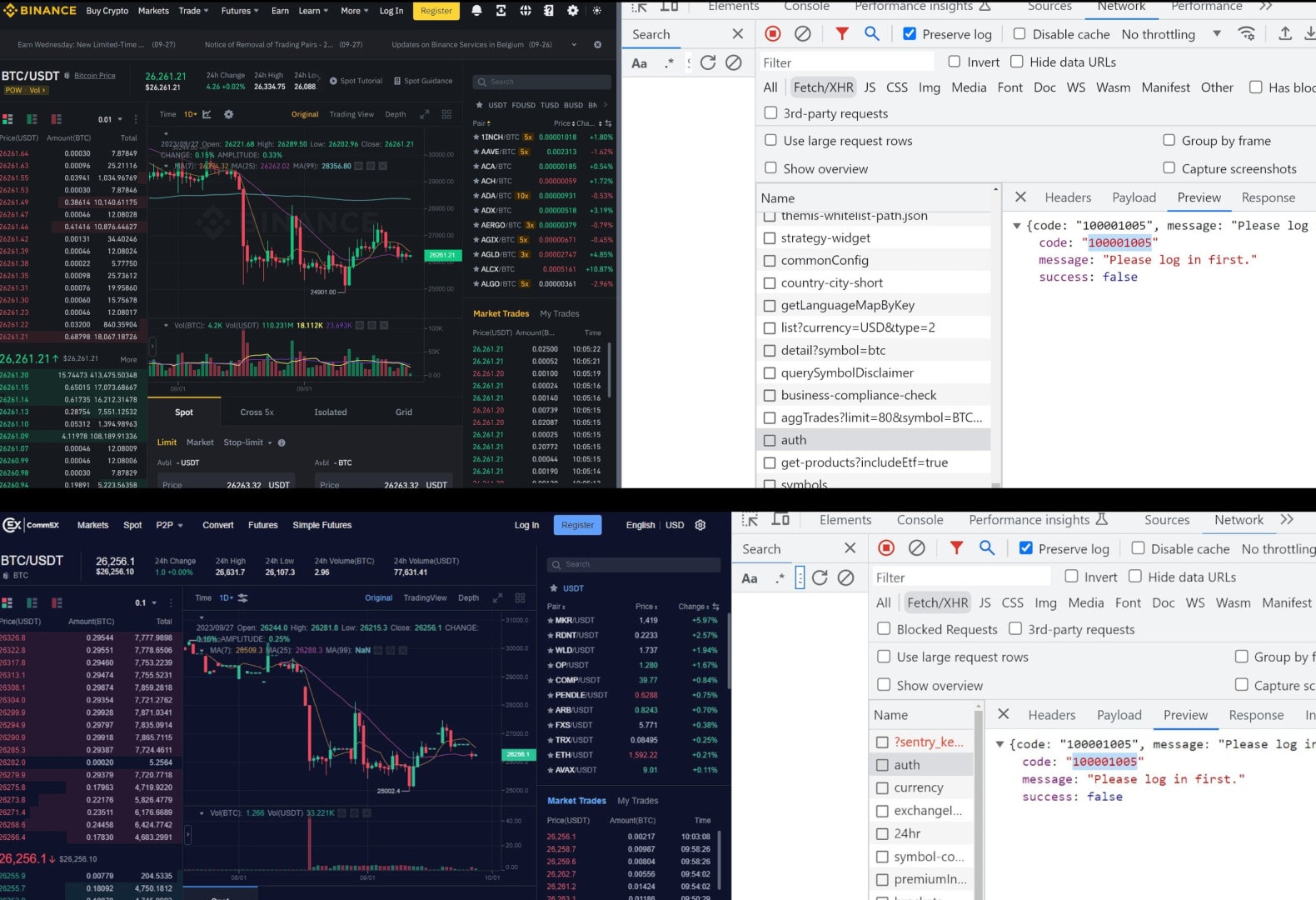 CommEX adopte quasiment la même interface utilisateur que Binance.