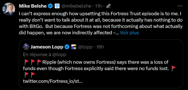 Le PDG de BitGo, Mike Belshe ne veut pas être associé aux évènements qui ont touché Fortress Trust et tire à boulets rouges sur leur direction. Il faut à tout prix rassurer les utilisateurs de sa plateforme. 