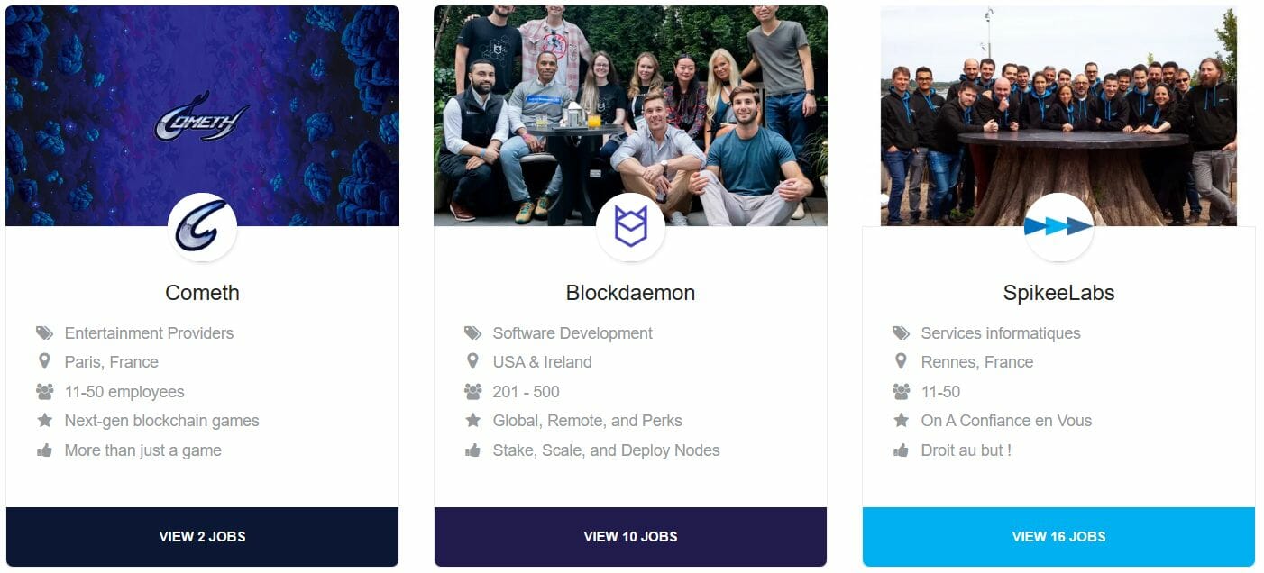 The job board allows you not to miss job opportunities in the blockchain sector