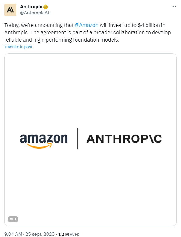 Amazon mise gros sur l’IA développée par Anthropic.