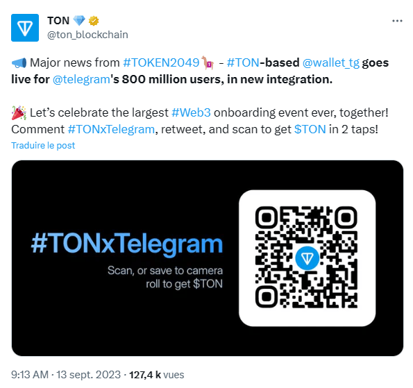 Telegram intègre le wallet crypto TON Space à sa messagerie instantanée.