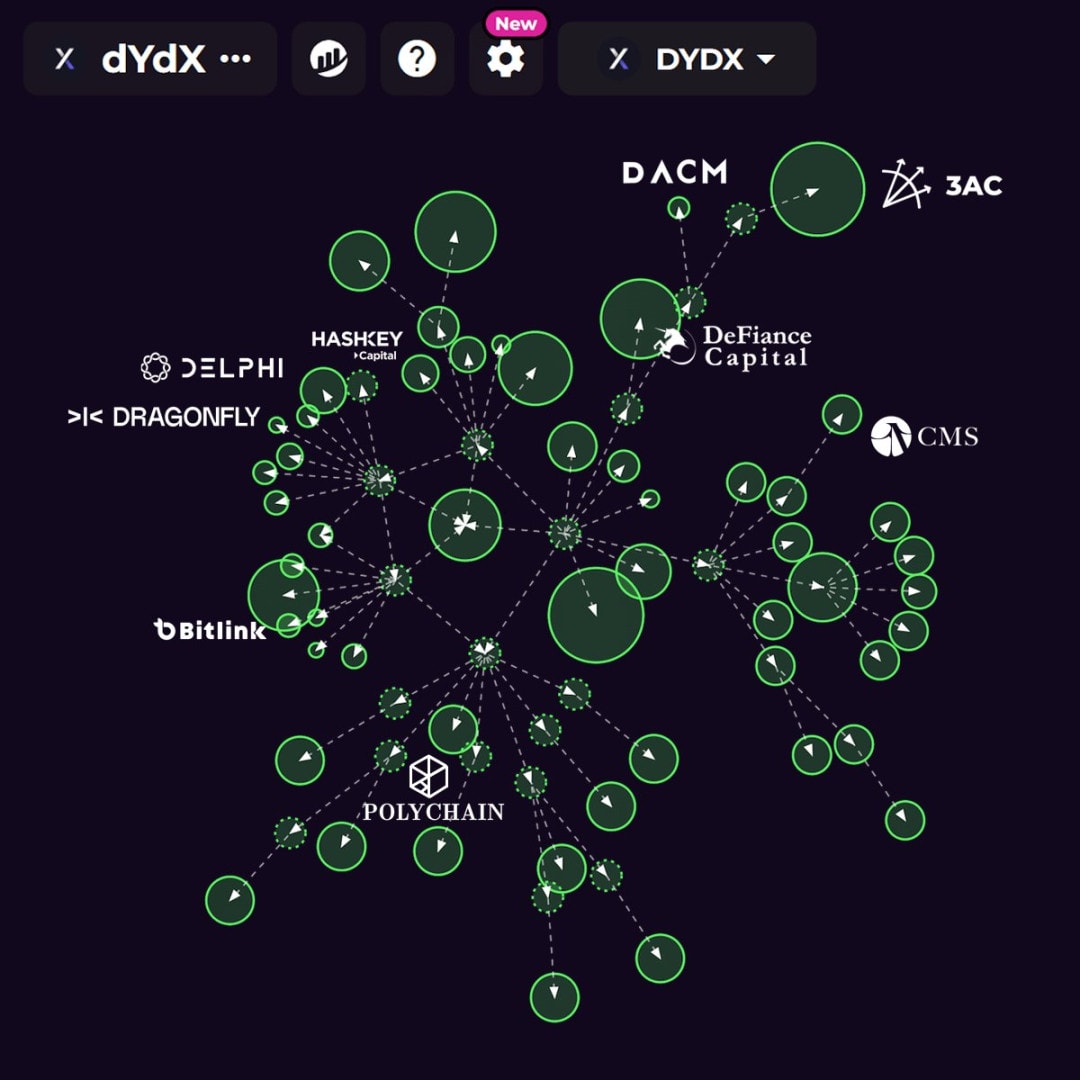 Bubblemap des investisseurs de dYdX