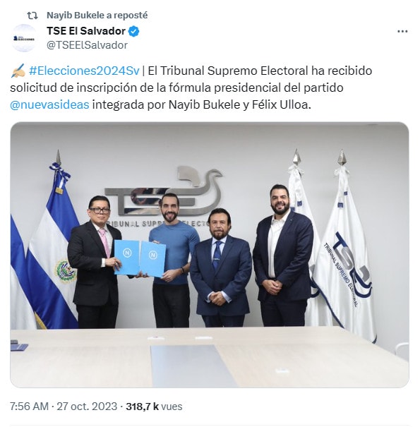 Nayib Bukele files his candidacy for a new presidency of El Salvador.