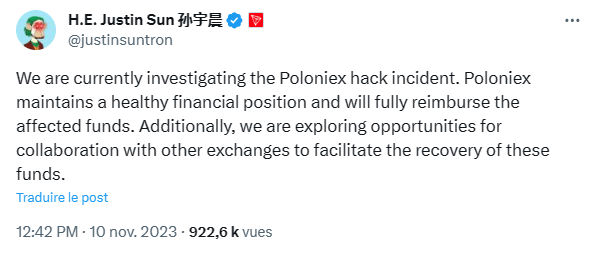 Poloniex se fait vider de 100 millions de dollars en cryptos.