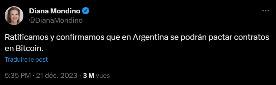 Argentina on the verge of switching to cryptocurrency and using Bitcoin?  This message would suggest so.