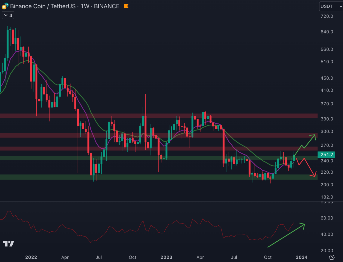 Le Binance Coin (BNB) doit conserver le niveau à 245 $ en tant que support.