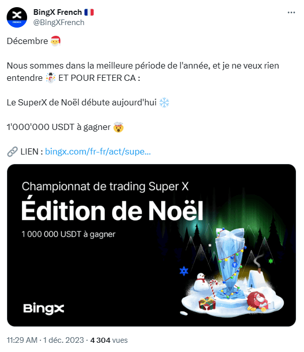 BingX propose un jeu-concours de trading doté de 1 million de dollars en USDT.