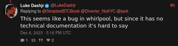 Commentaire de Luke Dashjr sur Whirlpool