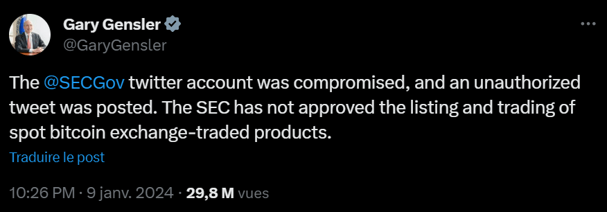 This tragicomic episode will be a stain for some time for the SEC services who failed to secure their X account even though they regularly warned the population to be careful.  Do as I say, not as I do! 