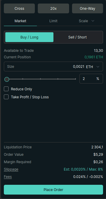 Effectuer un trade sur les marchés perps de Hyperliquid