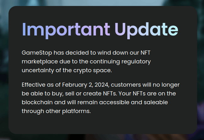 GameStop annonce fermer sa marketplace de NFT.