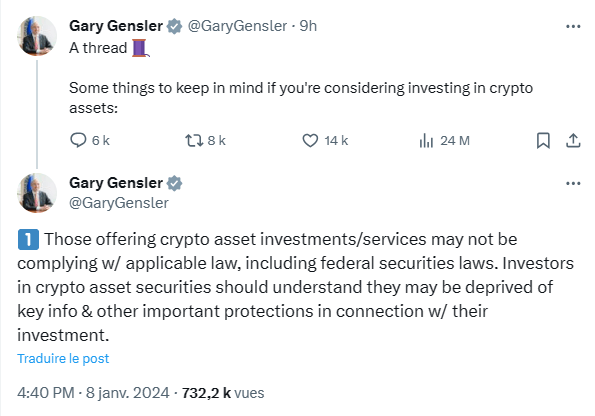 Gary Gensler déteste toujours autant le secteur crypto, un véritable obstacle aux ETF Bitcoin.