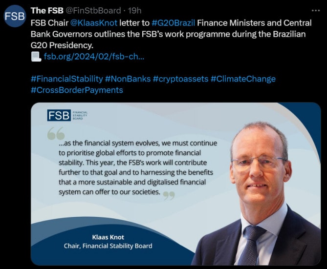 Le Financial Stability Board (FSB) vient de publier une lettre aux dirigeants du monde pour les informer du risque de déstabilisation de l'économie mondiale à cause des innovations technologiques à l'œuvre actuellement. Cryptomonnaie, tokenisation des actifs financiers et intelligence sont au programme de leurs discussions. 