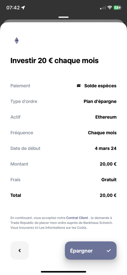 Récapitulatif du plan que vous n'avez plus qu'à valider