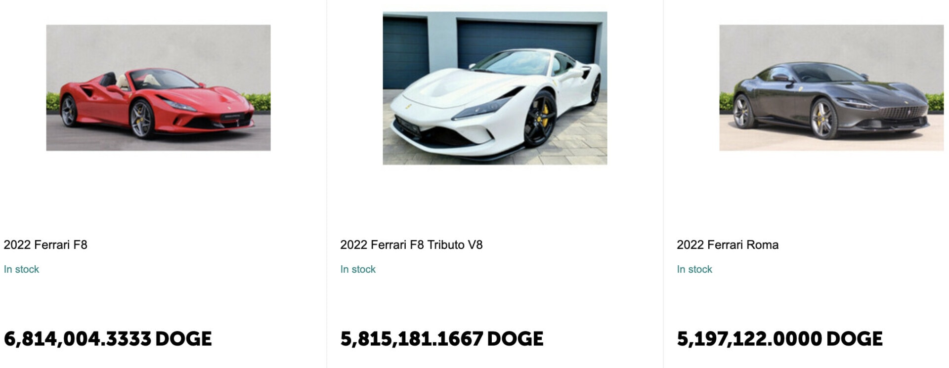 Acheter une Ferrari avec du Dogecoin