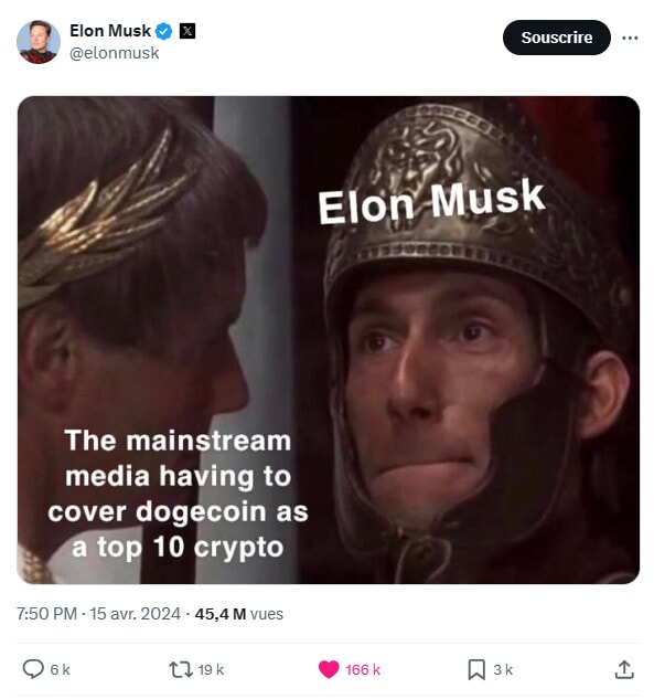 Elon Musk se moque des médias mainstream obligés de parler sérieusement de Dogecoin.