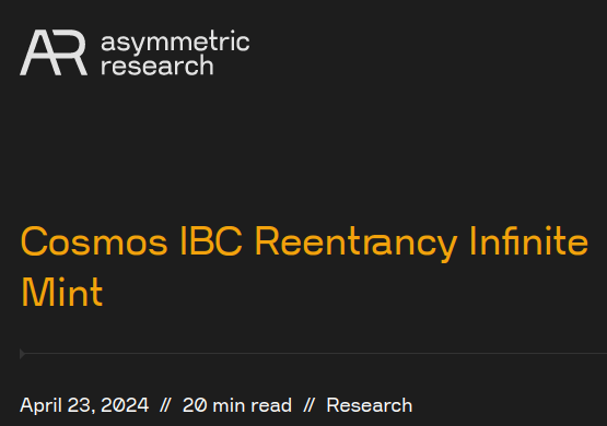  Assymetric Research dévoile une faille dans l'IBC de Cosmos