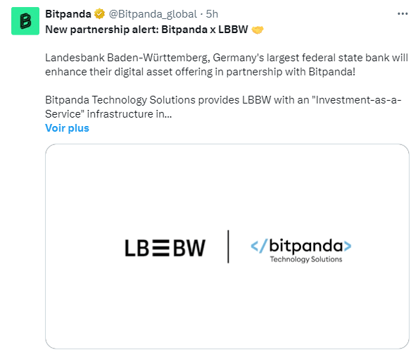 La LBBW, plus grande banque fédérale d'Allemagne, va proposer des services cryptos avec l’aide de l’exchange Bitpanda.