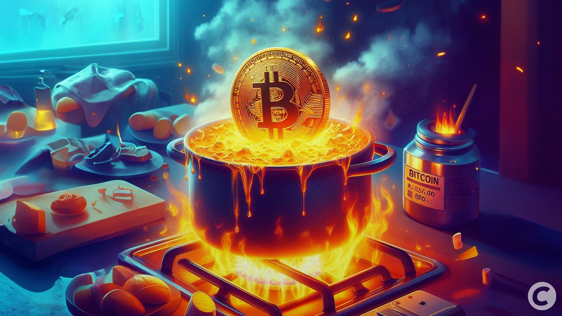 bitcoin fond dans un chaudron comme de l'or