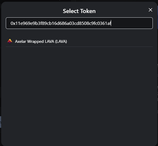 Recherche du token LAVA