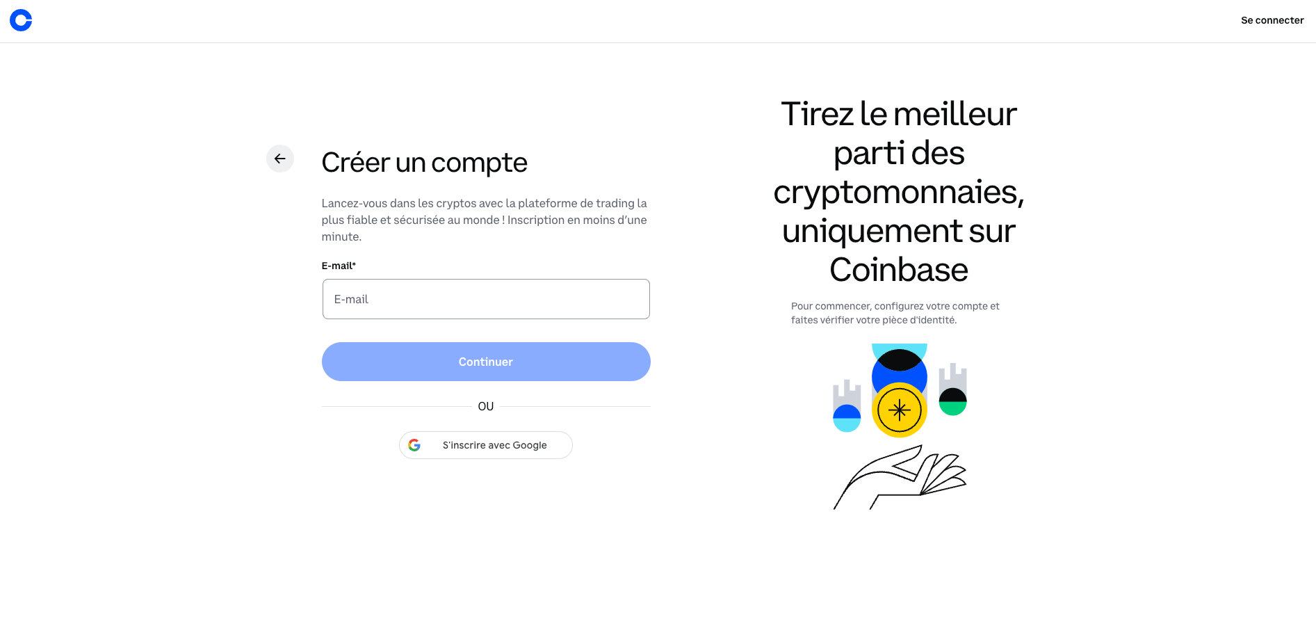Pour commencer, il faut renseigner son adresse e-mail.
