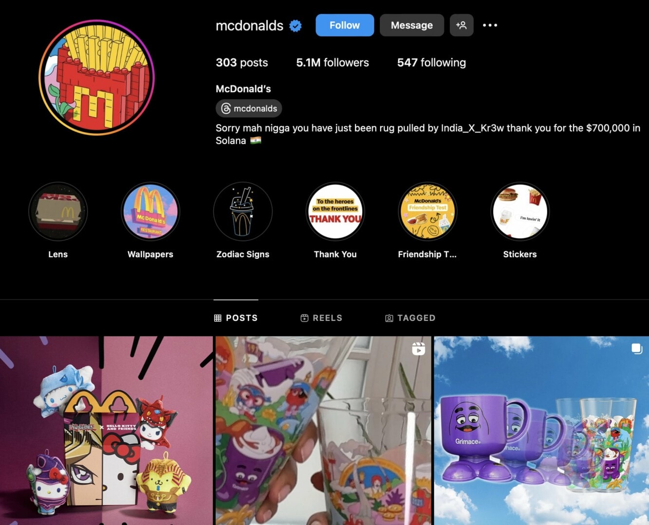 McDonald's s'étrangle avec le memecoin Grimace