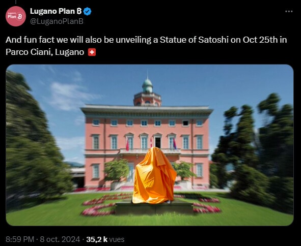 Satoshi Nakamoto, le mythique créateur de Bitcoin, aura une nouvelle statue à son effigie à Lugano, en Suisse, sur les rives du lac éponyme. Après Budapest en Hongrie, Lugano devient ainsi la deuxième ville du monde à l'honorer.