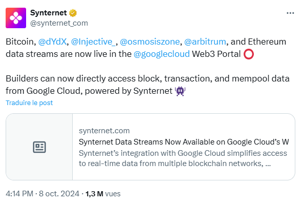 De nouveaux flux de données cryptos s’intègrent à Google Cloud.