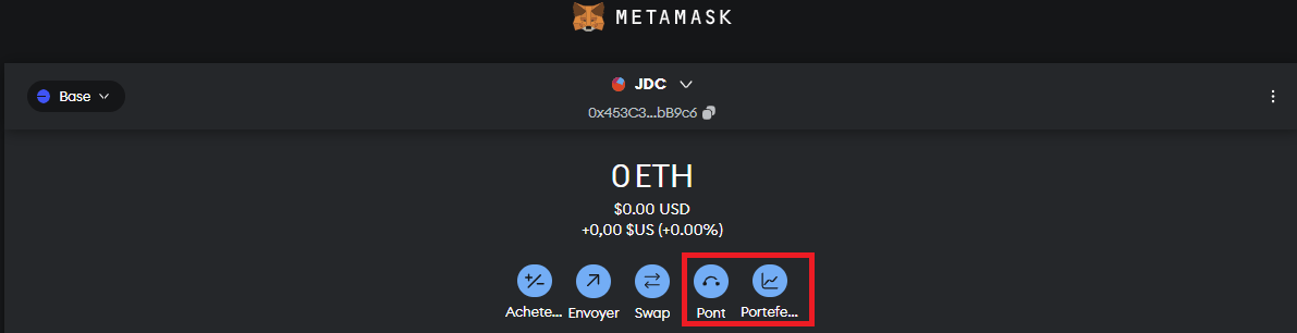 Ouverture de Metamask Portfolio