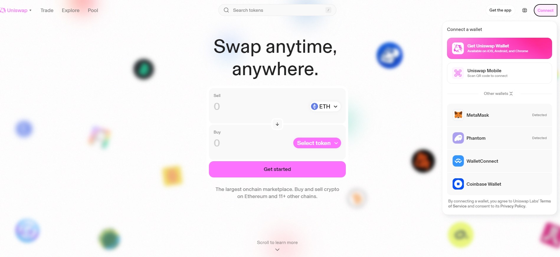 L'interface utilisateur épurée d'Uniswap, un modèle de simplicité et d'efficacité
