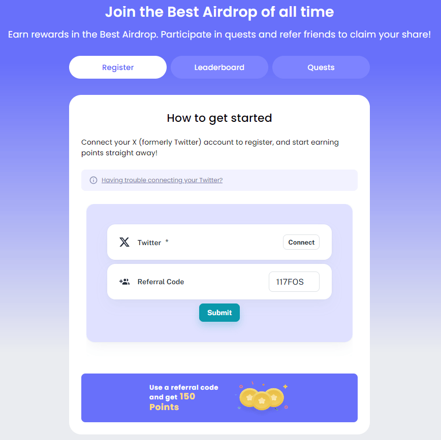 L'inscription à l'airdrop de Best Wallet se fait en quelques secondes.