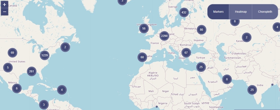 La carte des nœuds du réseau Ethereum