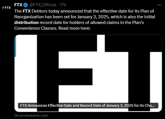 FTX va commencer à distribuer les fonds des clients à partir du 3 janvier prochain et cela est une très bonne nouvelle pour tous les clients à travers le monde.