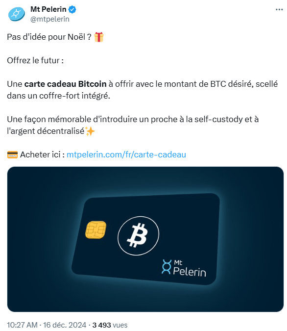 Mt. Pelerin et Satochip s'associent pour offrir des cartes physiques chargées en Bitcoin.