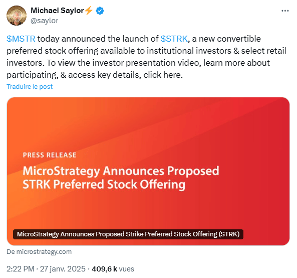 MicroStrategy et Michael Saylor émettent encore des actions pour acheter encore et encore du Bitcoin.